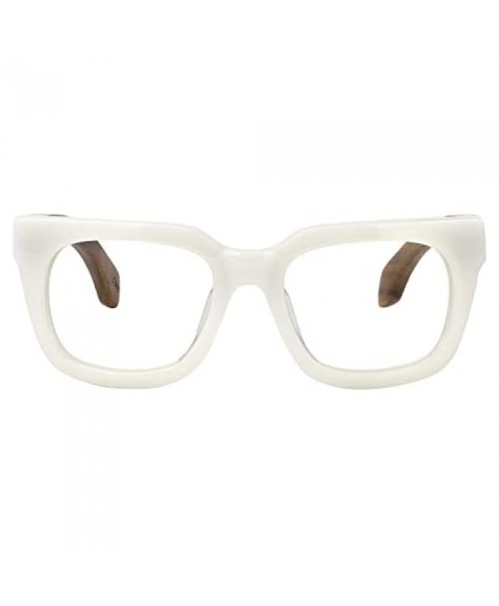 Zeelool Thick Rectangle Blue Light Blocking Glasses for Men Retro Wood Arm Acetate Eyewear Diana FP0427-01