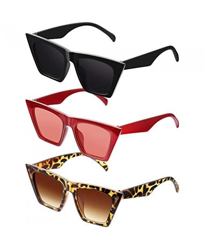 3 Pairs Vintage Square Cat Eye Sunglasses Unisex Small Trendy Cateye Sunglasses