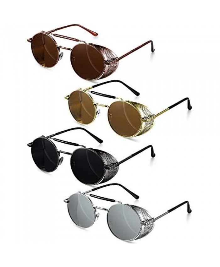 4 Pairs Steampunk Sunglasses Retro Gothic Sunglasses Unisex Vintage Sunglasses