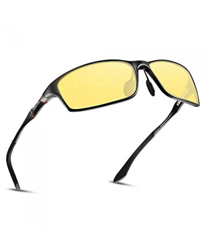 CEETOL Night Vision Driving Glasses for Men Women Anti Glare Polarized Al-Mg Frame Fashion Sunglasses 100% UV Blocking