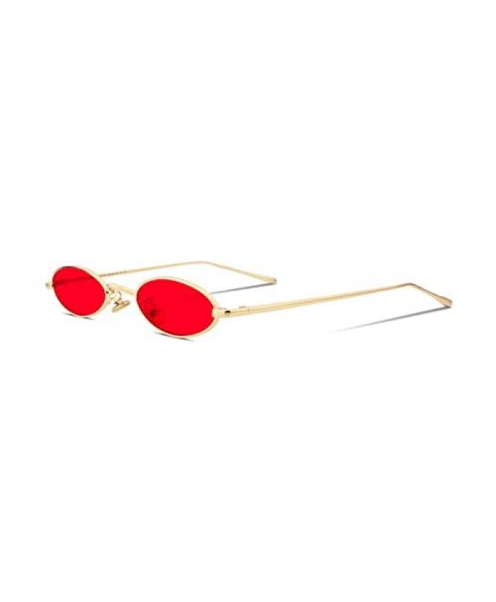 FEISEDY Vintage Small Sunglasses Oval Slender Metal Frame Candy Colors B2277