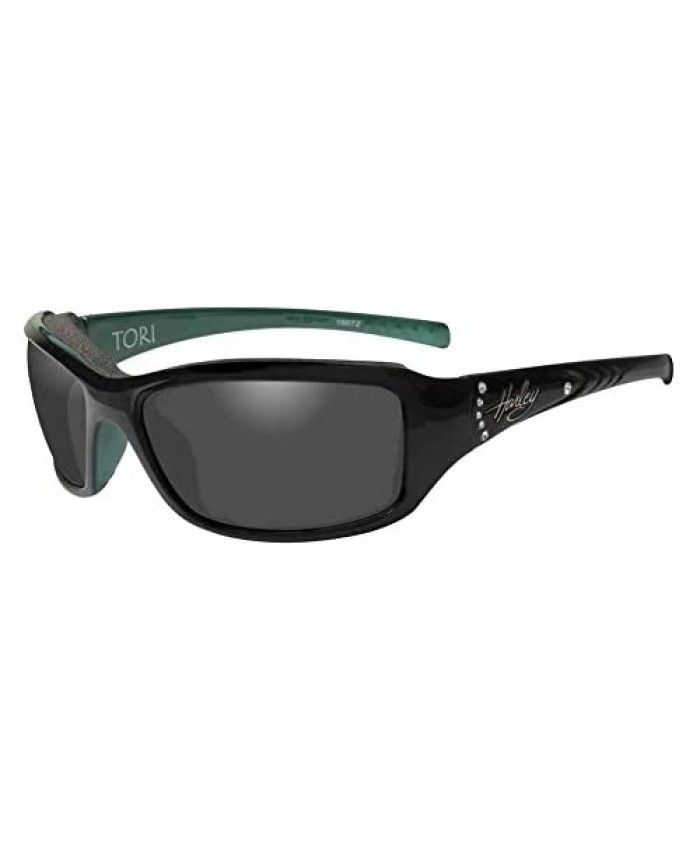 Harley-Davidson Women's Tori Gasket Sunglasses Black/Green Stones Frame HATOR01