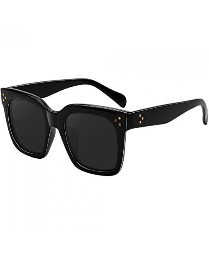 MEETSUN Polarized Sunglasses for Women Oversized Square Designer Style UV400 Flat Lens