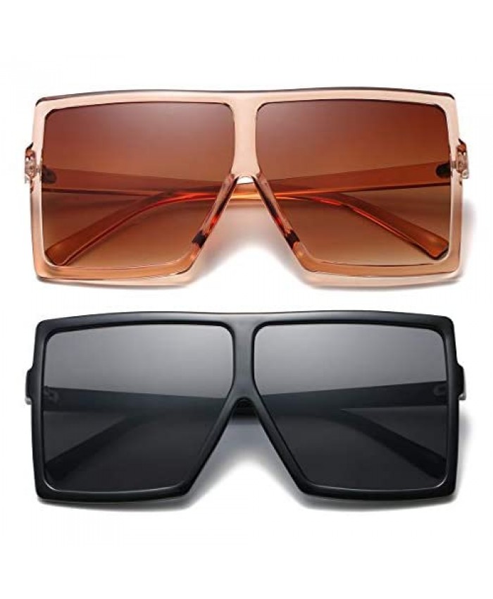 Oversized Sunglasses for Women OTICALA Flat Top Chic Big Square Shades Sun Glasses