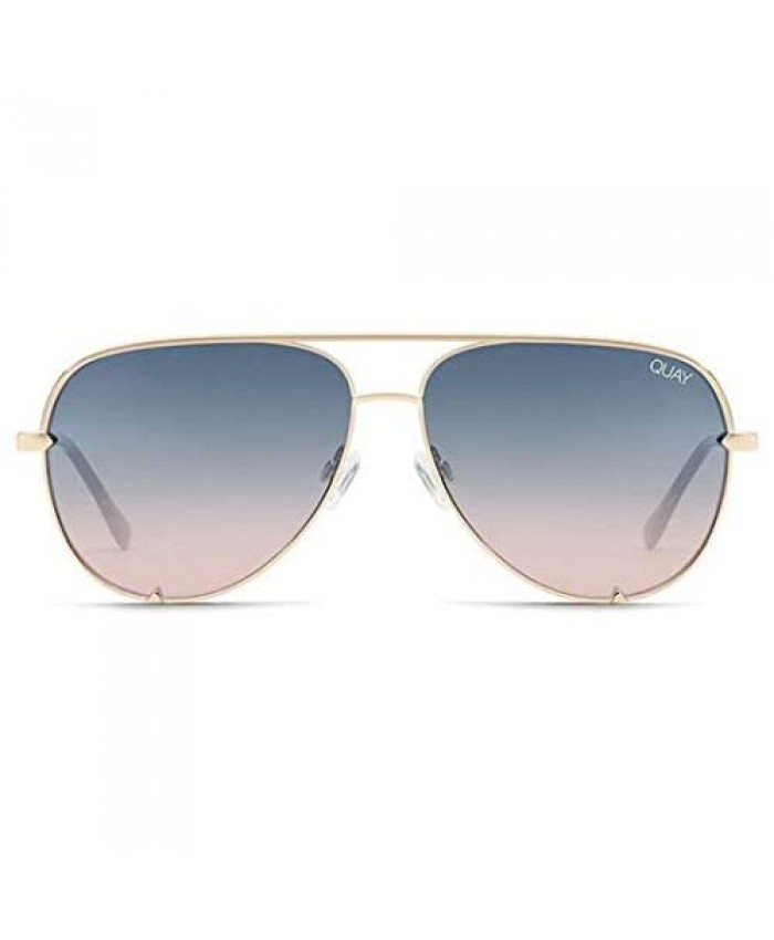 Quay High Key Aviator Gold Navy to Peach Gradient Lens Sunglasses for Men and Women 100% UV Eye Protection