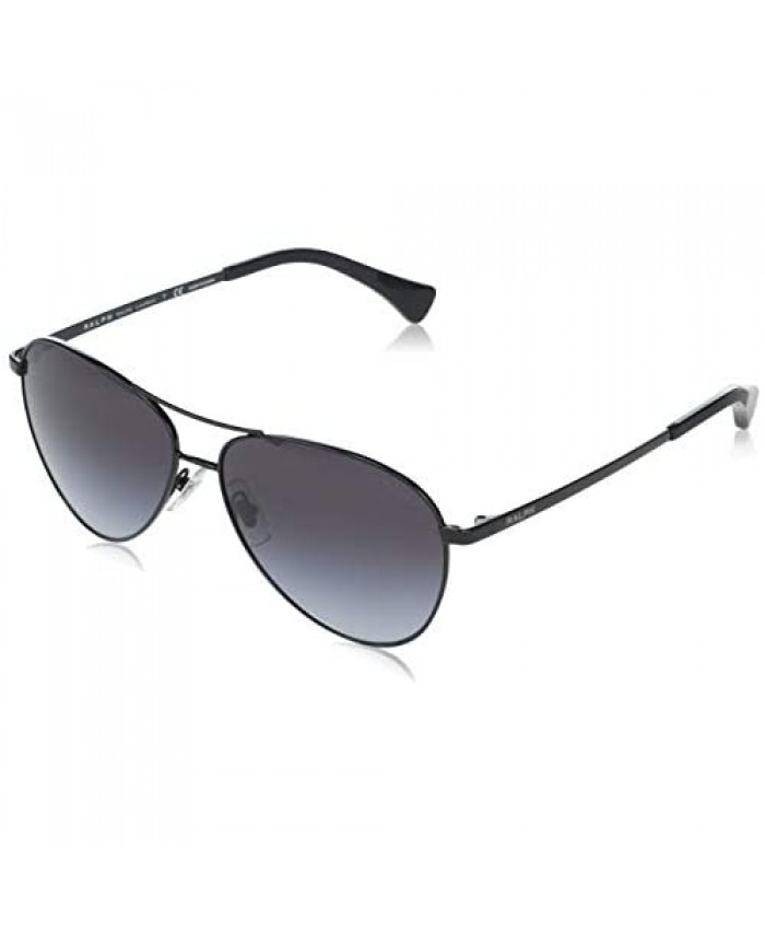 Ralph by Ralph Lauren Women's RA4130 Aviator Sunglasses Shiny Black/Grey Gradient 58 mm