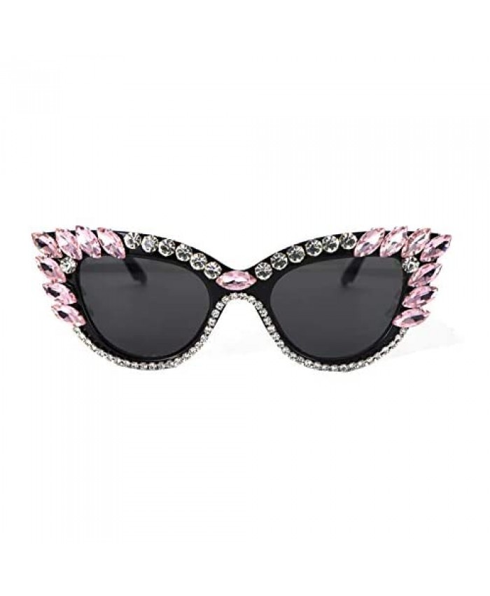 Retro Cateye Sunglasses for Women UV400 Protection Cat Eye bling rhinestone Sun Glasses