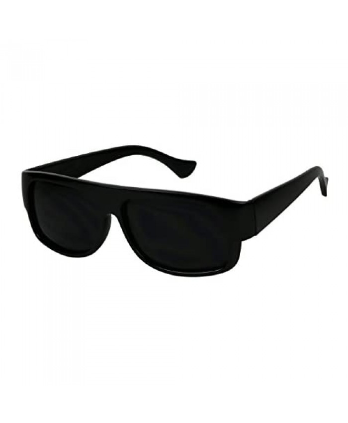 ShadyVEU Oval Flat Top Locs Style Sunglasses UV Protection Black Dark Lens Vintage Eazy E Old School Gangsta OG Large Shades