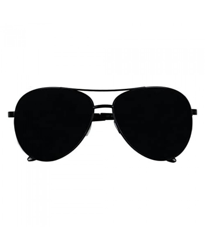ShadyVEU Oversize Aviator Sunglasses Super Dark Black Lens UV Protection Spring Hinge Pilot Vintage Fashion Shades