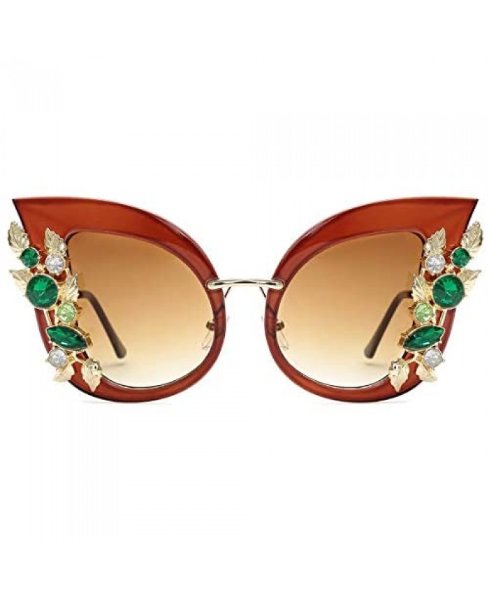Slocyclub Large Jeweled Butterfly Shaped Sunglasses Oversized Cat Eye Rhinestone Sun Glasses Stylish for Women and Girls