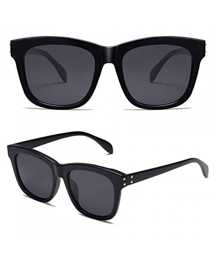 SOJOS Fashion Square UV400 Polarized Sunglasses with Subulate Rivets BOOM SJ2145
