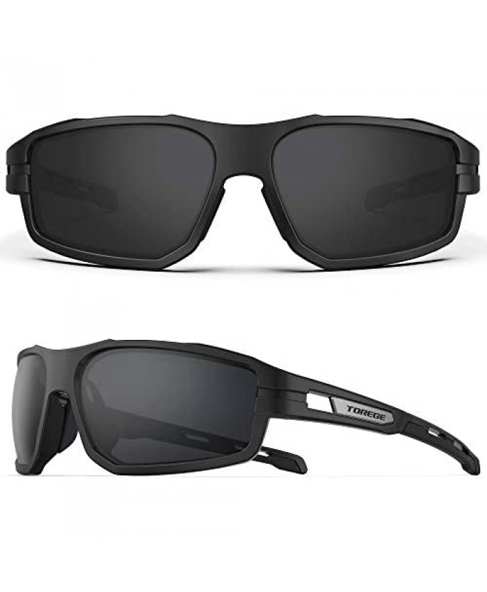 TOREGE Sports Polarized Sunglasses for Men Women Ventilated Frame Cycling Running Driving Fishing Trekking Glasses TR31