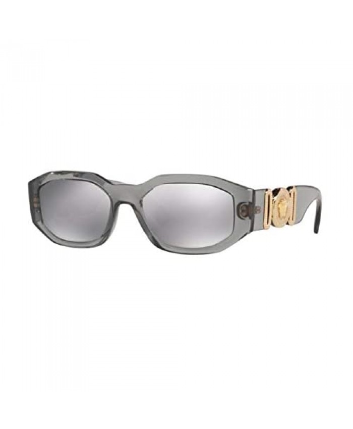 Versace VE 4361 311/6G Transparent Grey Plastic Square Sunglasses Grey Mirror Lens