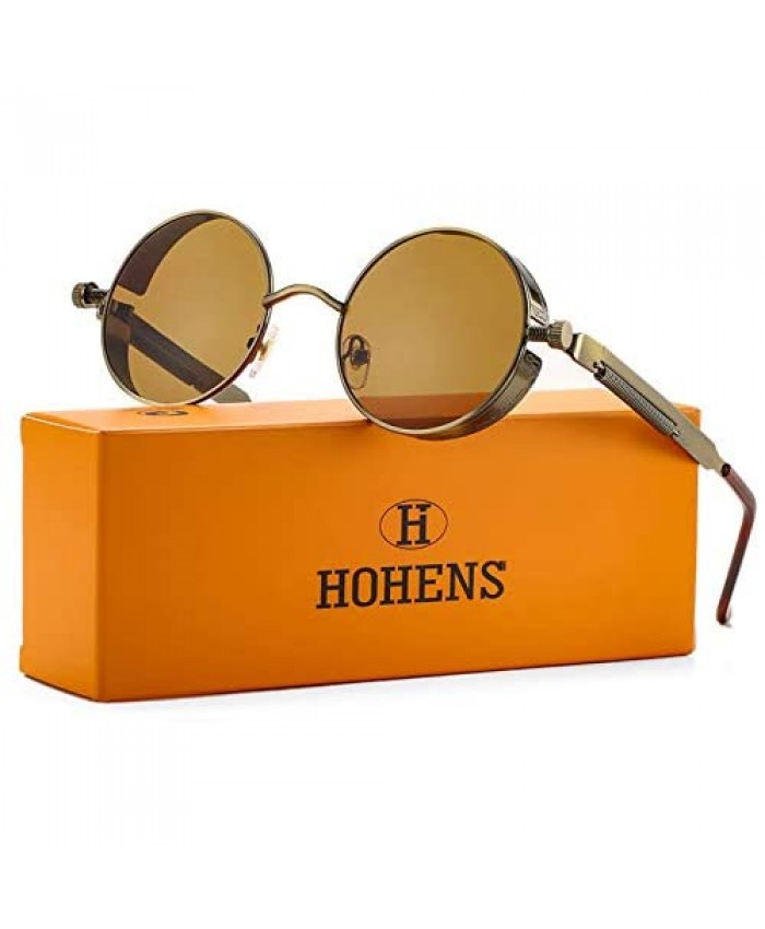 Vintage Round Steampunk Sunglasses for Women Men Retro Hippie Style Sun Glasses Circle Metal Frame