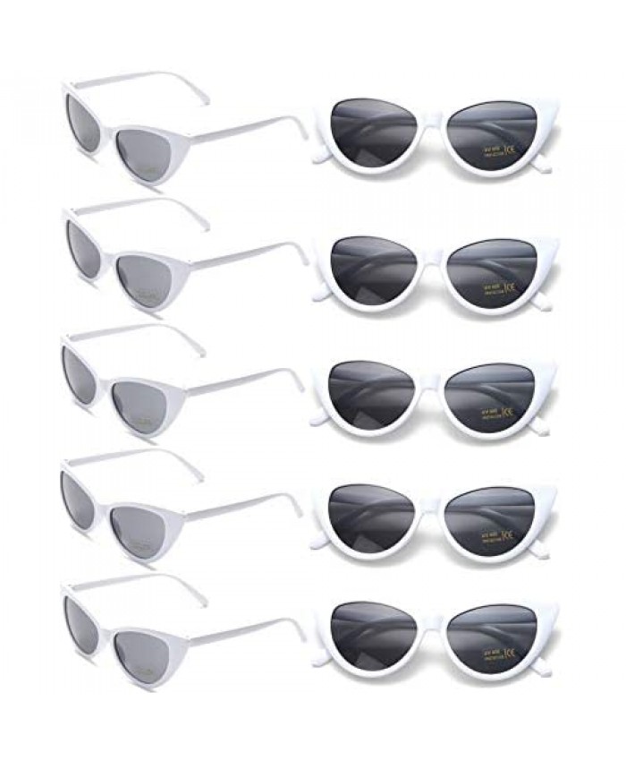 Womens Cat Eye Sunglasses Bulk Party Favors Glasses Retro Vintage Clout Goggles Plastic Frame 10 Pack