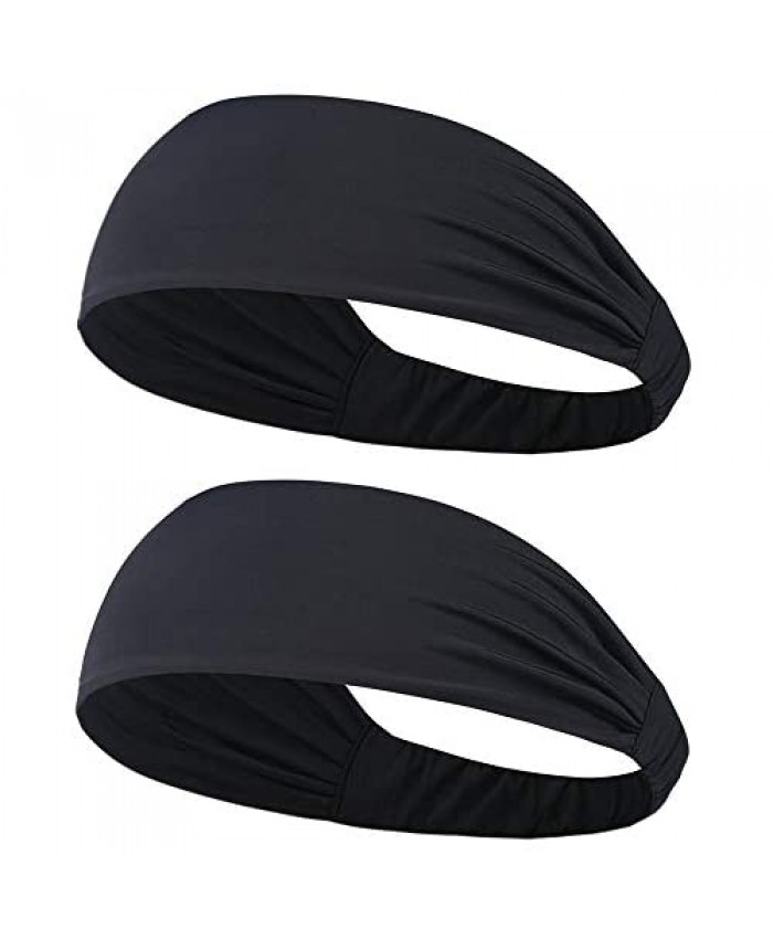 AXBXCX 2 Pack Workout Headbands for Men Women Non Silp Sweatbands Moisture Wicking Quick Dry