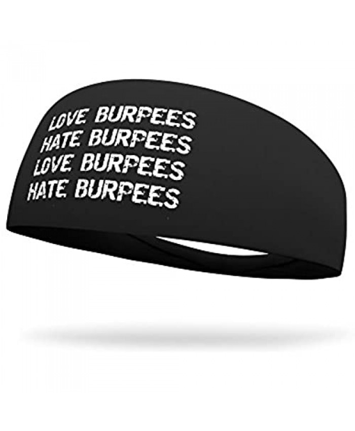 Bondi Band "I Love Burpees I Hate Burpees" Moisture Wicking 4" Headband One Size Black
