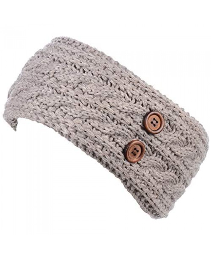 BYOS Women's Winter Cozy Cable Fleece Lined Knit Headband Earwarmer & Gloves Set