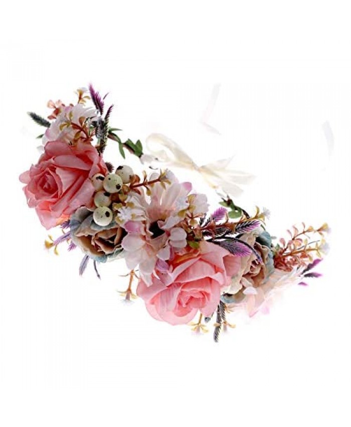 Eralove Women Flower Headband Flower Crown Floral Wedding Wreath Wedding Festivals Photo Props