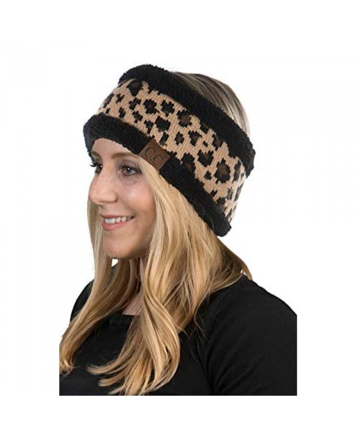 Fuzzy Lined Headwrap - Leopard/Black