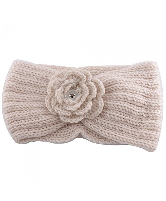 Interchangeable Snap Jewelry Creme Yarn Headband Flower Holds 18-20mm Snaps My Prime Gifts