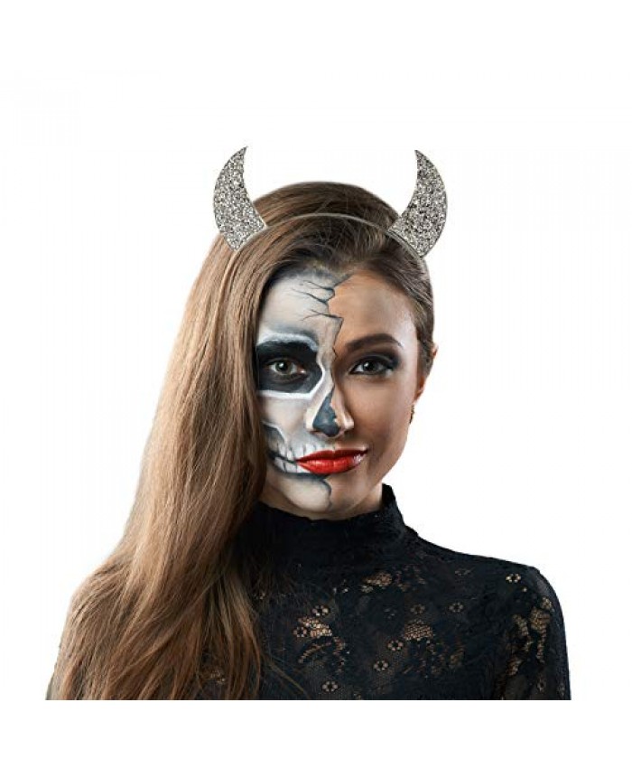 Lux Accessories Silver Tone Devil Horn Mixed Metals Costume Fashion Headband