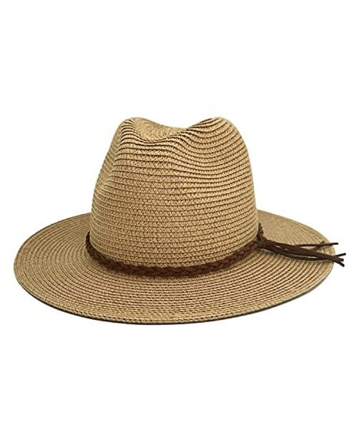 Gossifan Straw Sun Hats for Women Wide Brim Fedora Summer Beach Panama Hat UPF50+