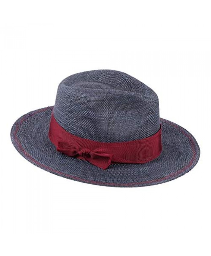 H.Busque Classic Paper Straw Fedora Hat Sun Straw Hats Mens Women Panama Hat Summer Beach Wide Brim Floppy Fedora