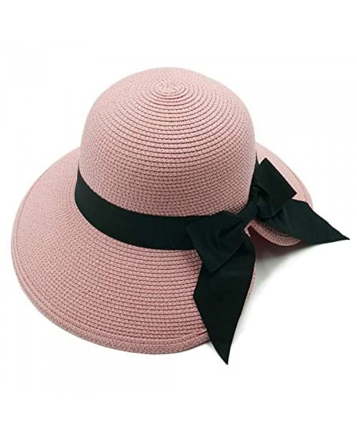 JEEDA Womens Beach Sun Straw Hat UV UPF50 Travel Wide Brim Summer UV Hat for Women