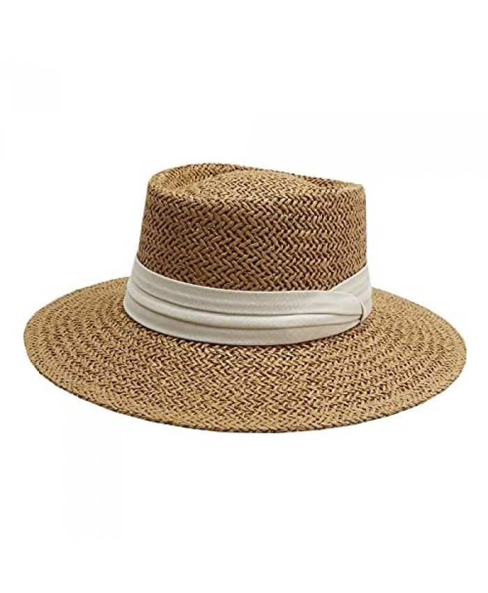 jiaoji Women's Straw hat Panama hat Tweed hat Beach Sun hat Wide Brim