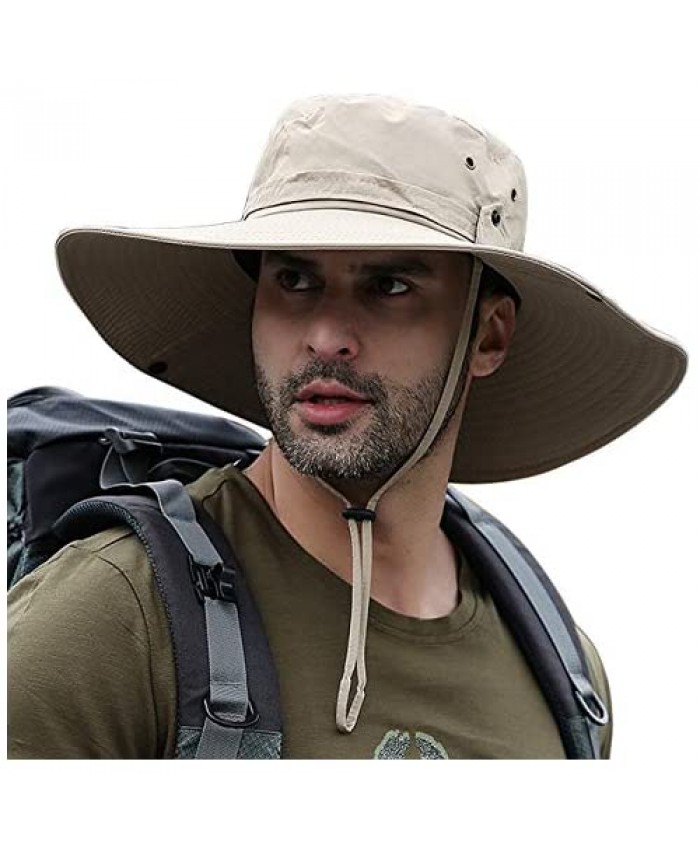 Men Fishing Hiking Hat Unisex Lawn Gardening Wide Brim Bucket Hats Cowboy Sun Protection Cap Foldable UPF 50+