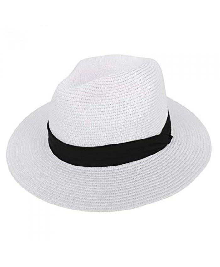 Simplicity Women's UPF 50+ Wide Brim Braided Straw Sun Hat with Lanyard