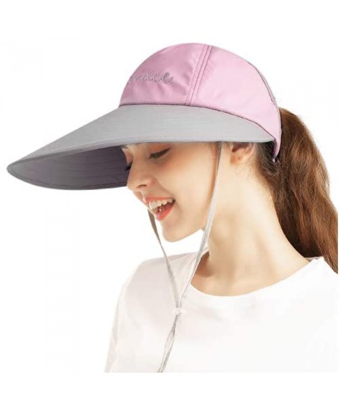 Sun Visor Hats for Women Large Wide Brim UV Protection Summer Beach Cap Packable