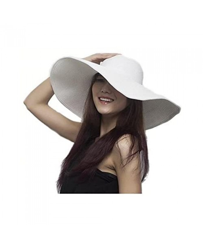 Women Wide Brim Straw Hat Travel Foldable Cap Sun Hat Summer Beach Sun Hat Holiday Swim Garden Straw Hat (Black)