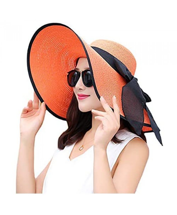 Women's Wide Brim Sun Protection Straw Hat Folable Floppy Hat Summer UV Protection Beach Cap