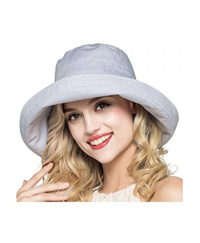 LLmoway Women Bucket Sun Hat Wide Brim Foldable UV Protection Floppy Cotton Hat