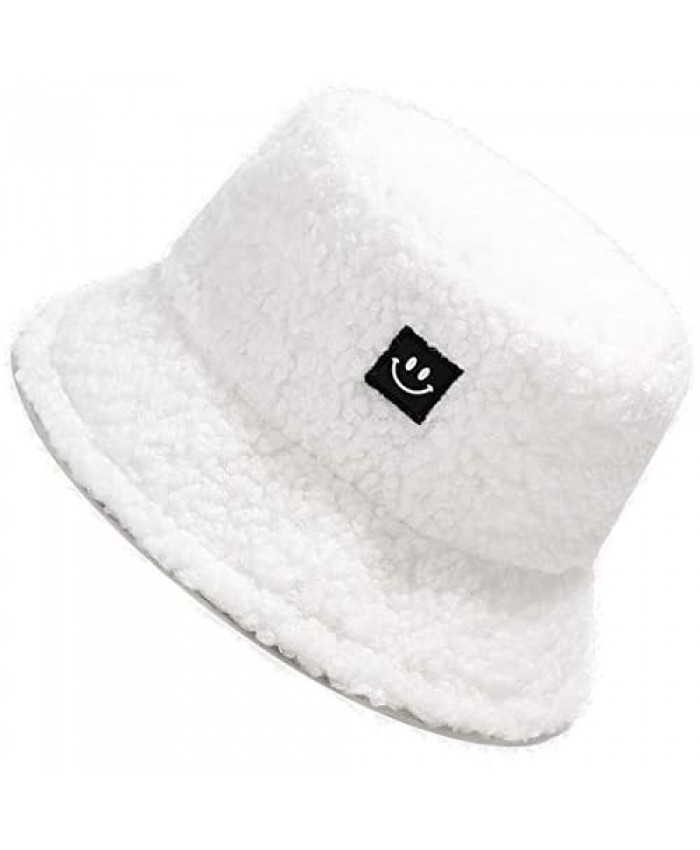 MaxNova Women Bucket Hats Teddy Style Vintage Cloche hat Warm Faux Fur Wool Fisherman Cap