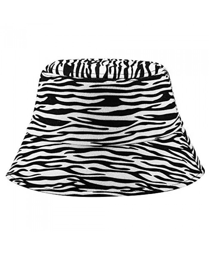 MNXA Woolen Cow Bucket Hats Cute Cow/Leopard/Zebra Print Winter Bucket Hats for Women/Men/Teens
