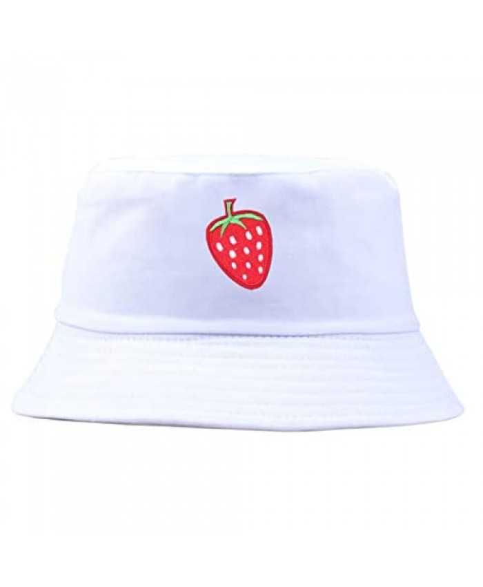 Packable Cotton Summer Bucket Hats Strawberry Sun-Protection-Cap for Women