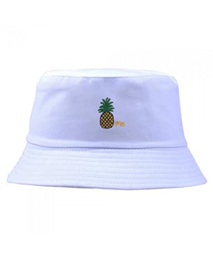 Pineapple-Bucket-Hat Women Cotton Fisherman-Sun-Hats Reversible Packable
