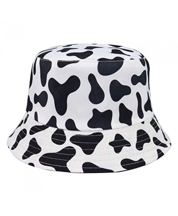 Summer Bucket Hat for Women Cow Print Reversible Bucket Caps Casual Fisherman Hats for Beach Outdoor
