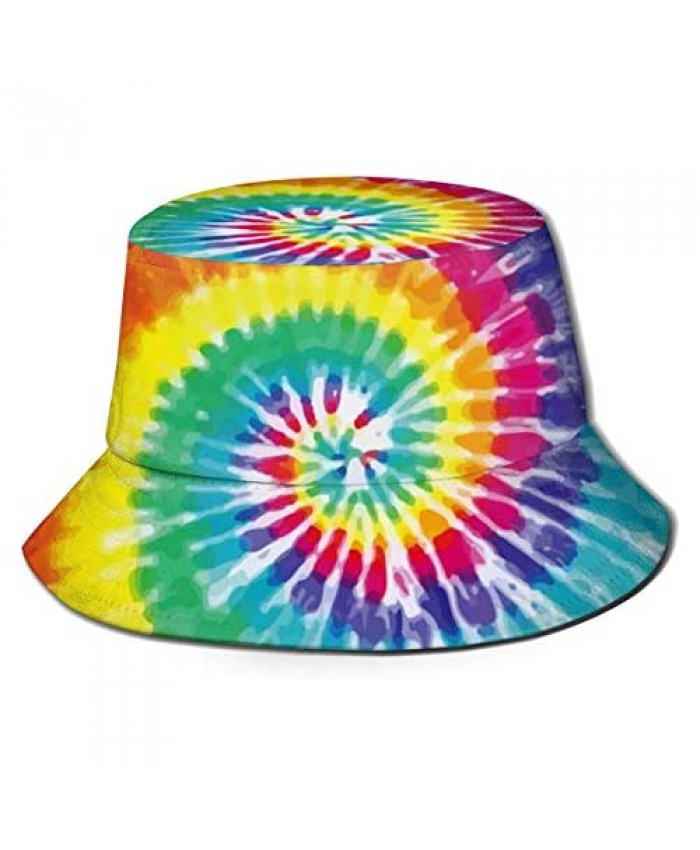 Tie Dye Bucket Hat Reversible Fisherman Cap Beach Sun Hats for Men Women Boys and Girls Black