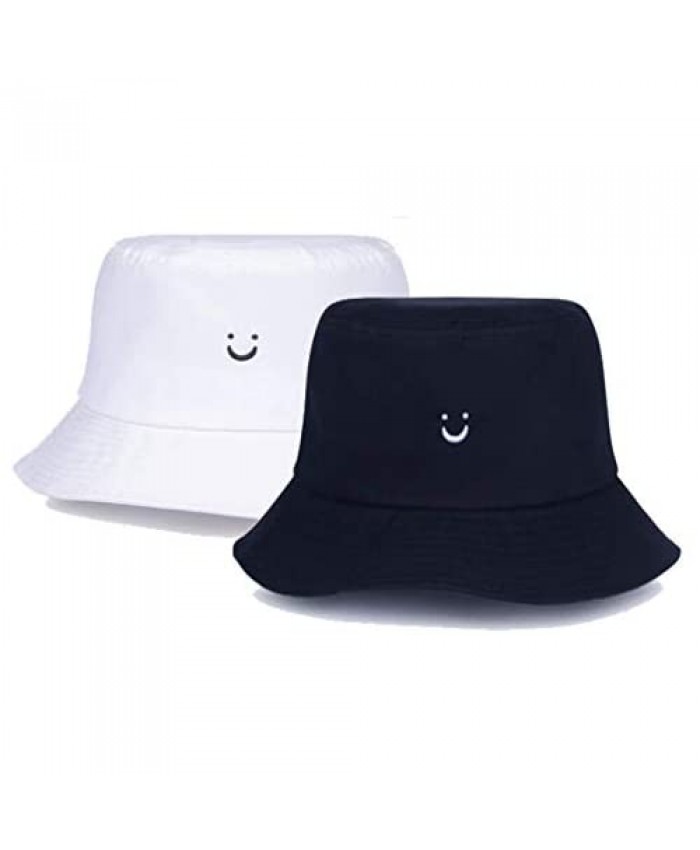 Unisex Smile-Face Cotton Bucket-Hat - Travel Beach Sun Hat Outdoor Foldable Summer