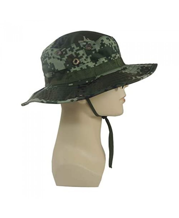 Wide Brim Boonie Hat Men & Women Top Camo Bucket Hats for Safari Military Beach