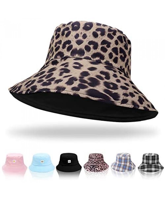 Women Bucket Hats - Print Bucket Hat Summer Fisherman Hat Cotton Reversible Sun Hat for Women Men
