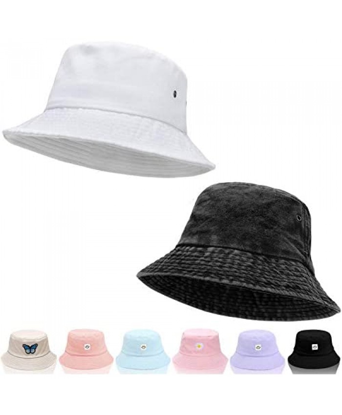 Women Bucket Hats - Unisex Bucket Hat Cotton Beach Hat Summer Fisherman Hat Sun Hat for Women Men