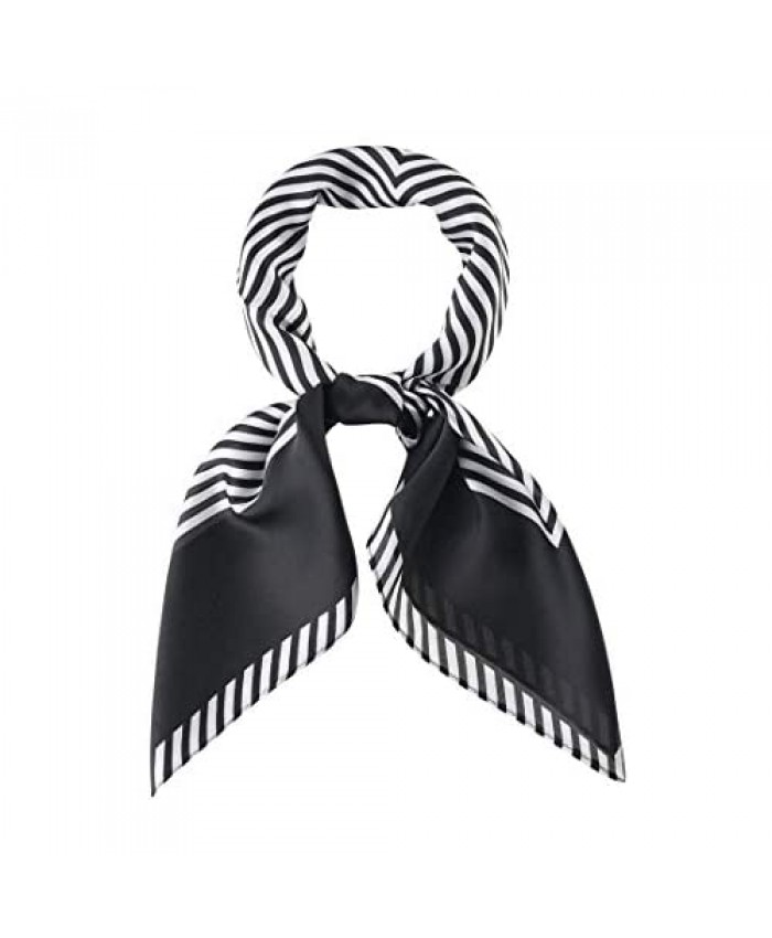 Allegra K 70cm Women Stripe Print Square Scarves Kerchief Neck Scarf Neckerchief Headband