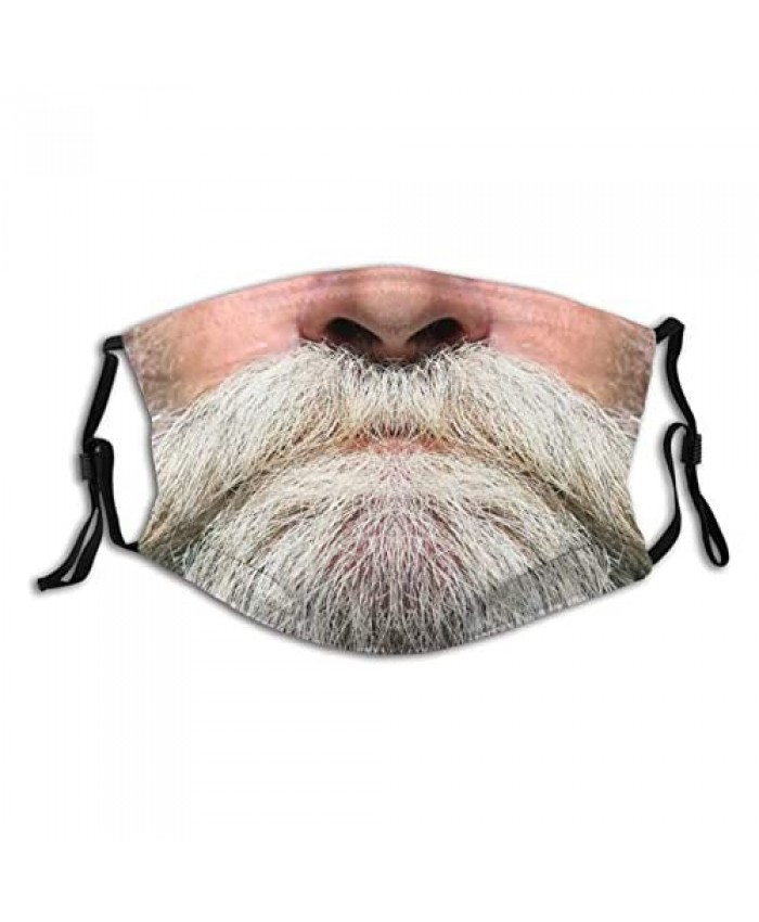 Cute Moustache Beard Funny Face-Face Mask Balaclava Washable Reusable With Filters For Adult Women Men&Teens