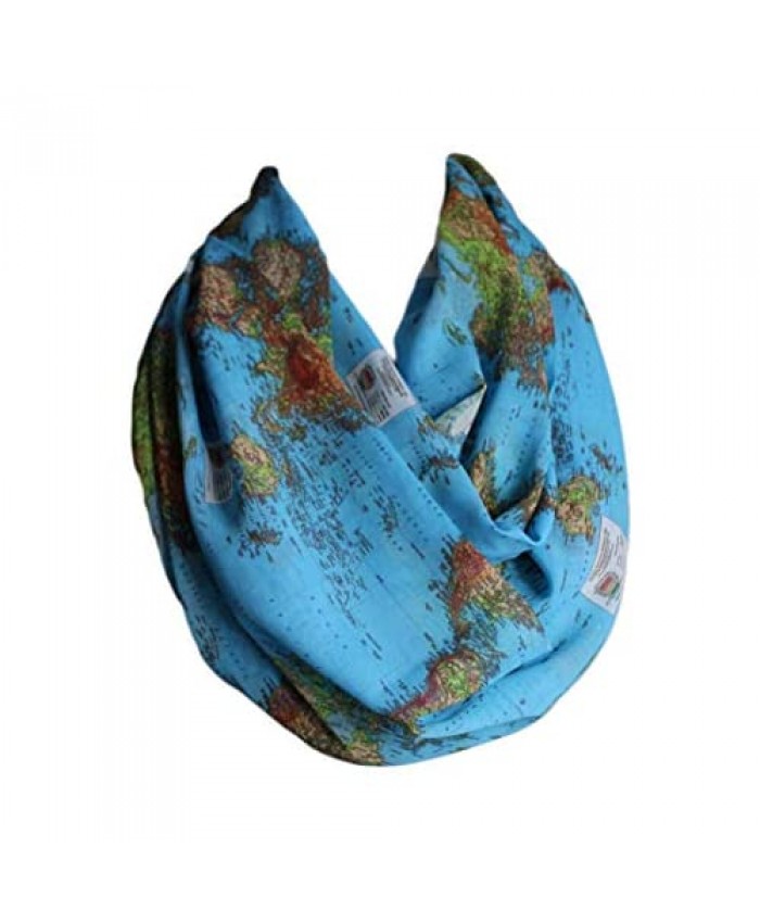 Etwoa's World Map Infinity Scarf Circle Scarf Loop Scarf Blue Large