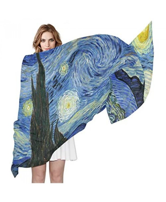 SEULIFE Women's Scarf Van Gogh Starry Night Lightweight Scarf Sheer Shawl Wrap